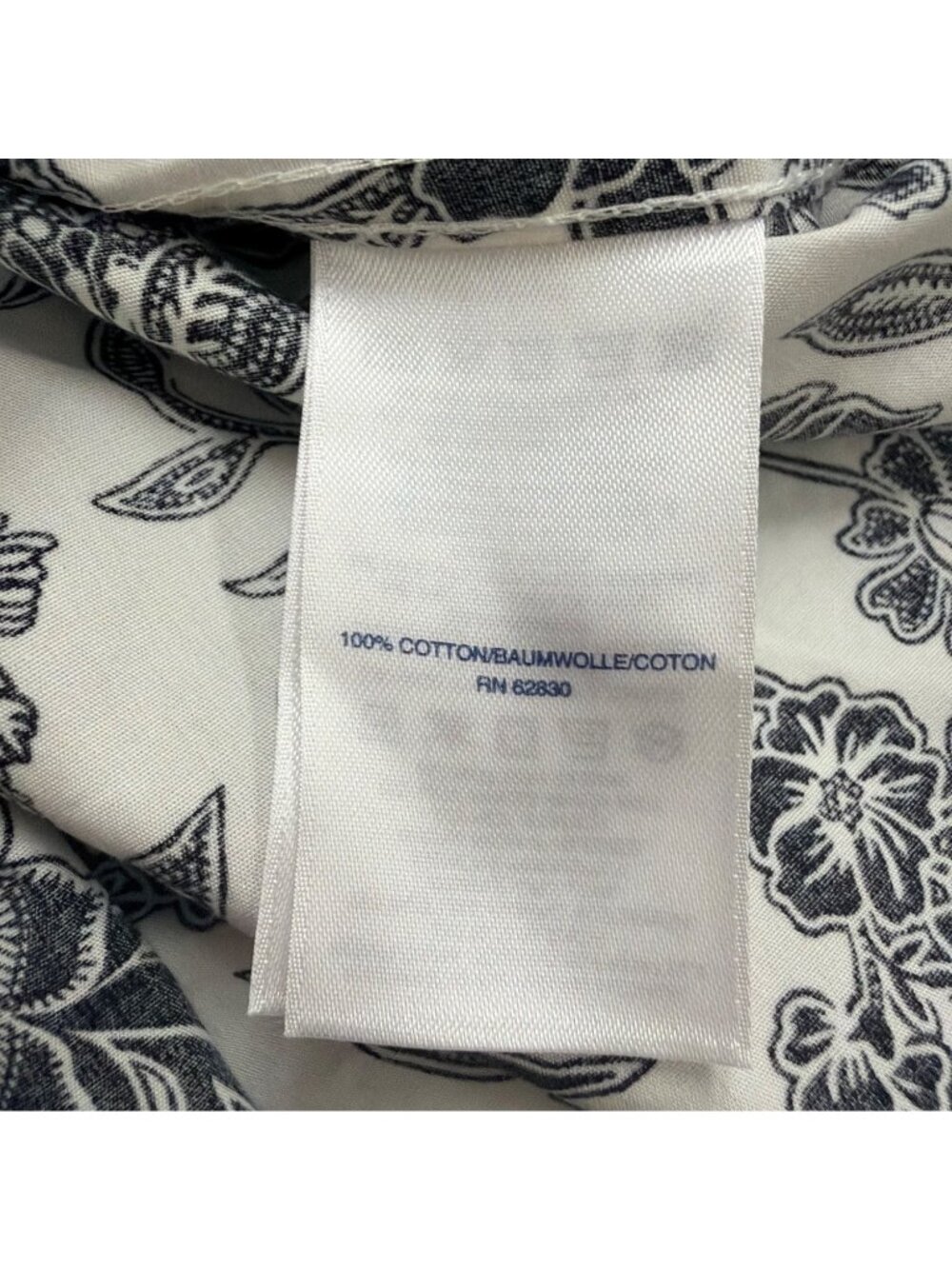 Lands End Womens Black & White Cotton Floral Print Button-Up Shirt Size 22W - Picture 8 of 9